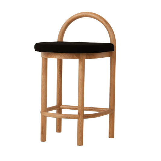 66cm Natural Bar Stool - Black Seat