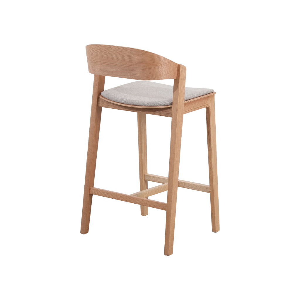 Davis 65cm Bar Stool – Natural Timber, Grey Seat – view 4