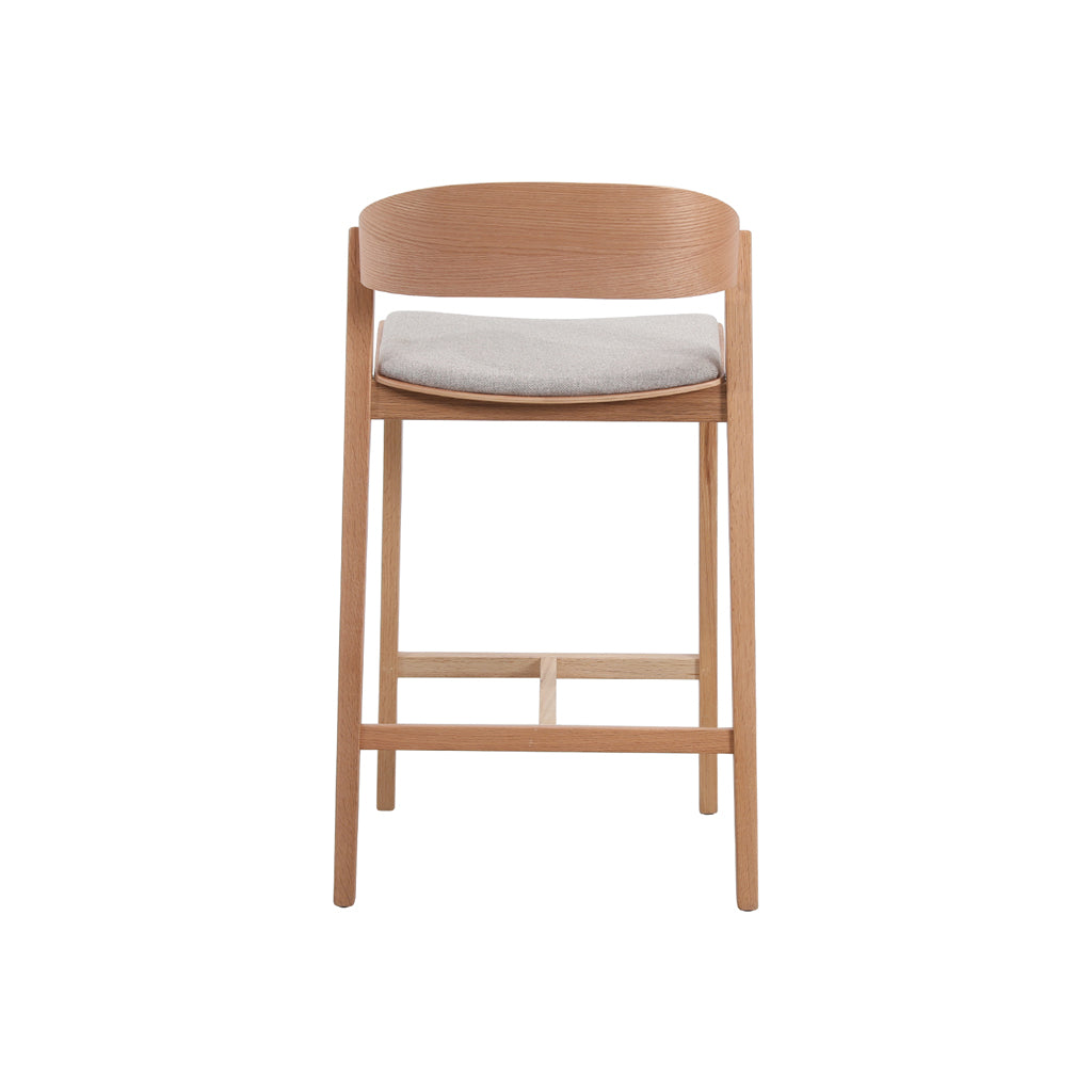 Davis 65cm Bar Stool – Natural Timber, Grey Seat – view 5