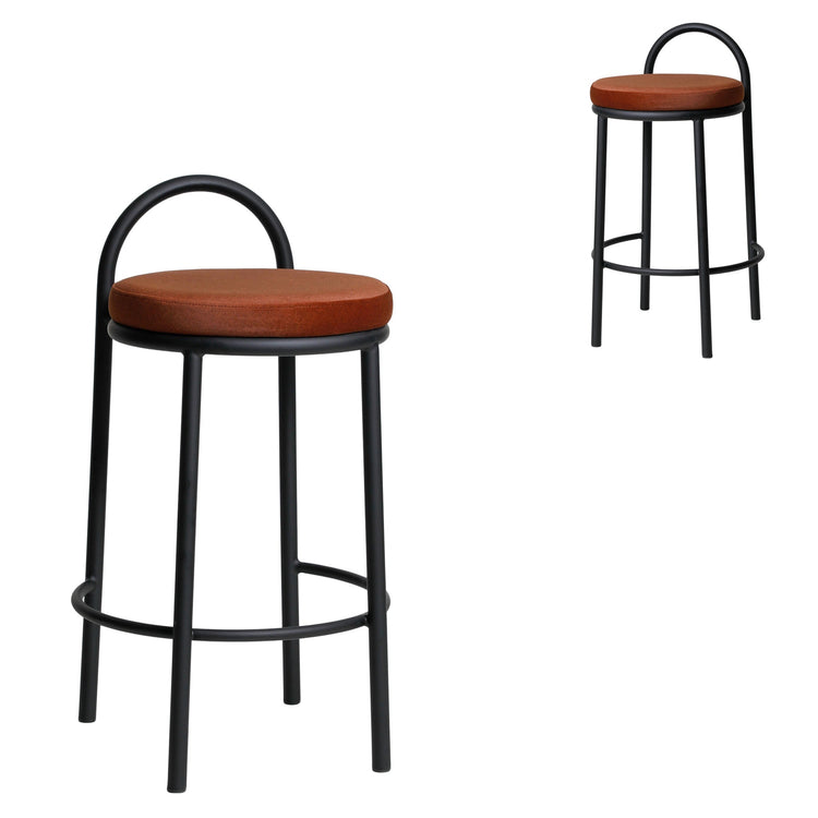 Mclean Counter Stool, Black Frame – Burnt Brown (Set of 2)