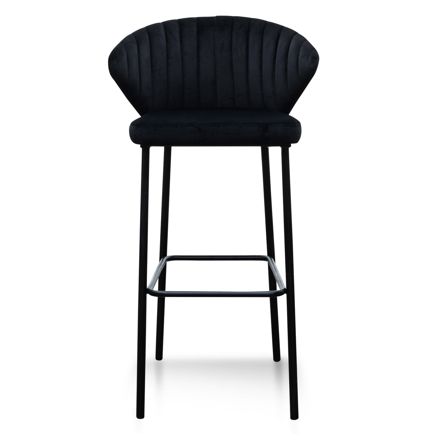 Ex Display - Heidi 75cm Fabric Bar Stool - Black Velvet