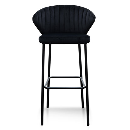 Ex Display - Heidi 75cm Fabric Bar Stool - Black Velvet