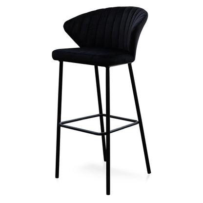 Ex Display - Heidi 75cm Fabric Bar Stool - Black Velvet