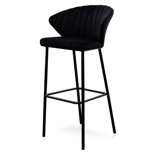 Ex Display - Heidi 75cm Fabric Bar Stool - Black Velvet