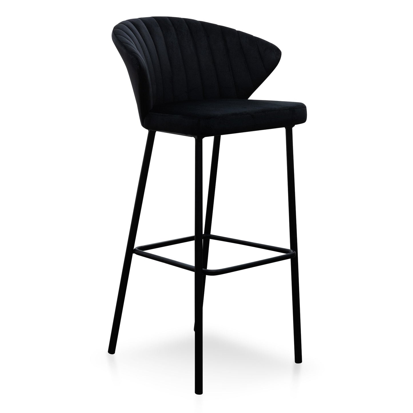 Ex Display - Heidi 75cm Fabric Bar Stool - Black Velvet