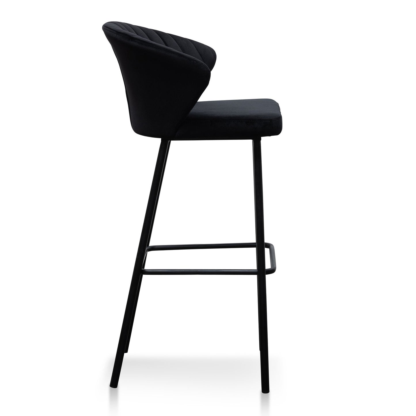 Ex Display - Heidi 75cm Fabric Bar Stool - Black Velvet