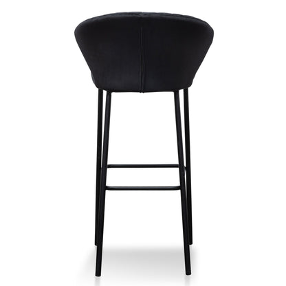 Ex Display - Heidi 75cm Fabric Bar Stool - Black Velvet