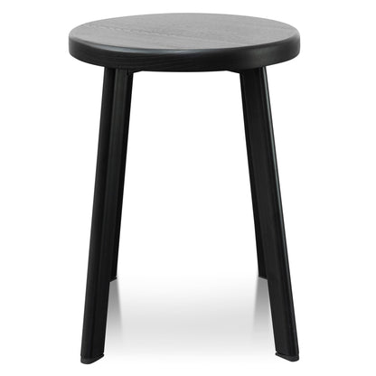 Set of 2 - James 46cm Wooden Seat Low Stool - Full Black