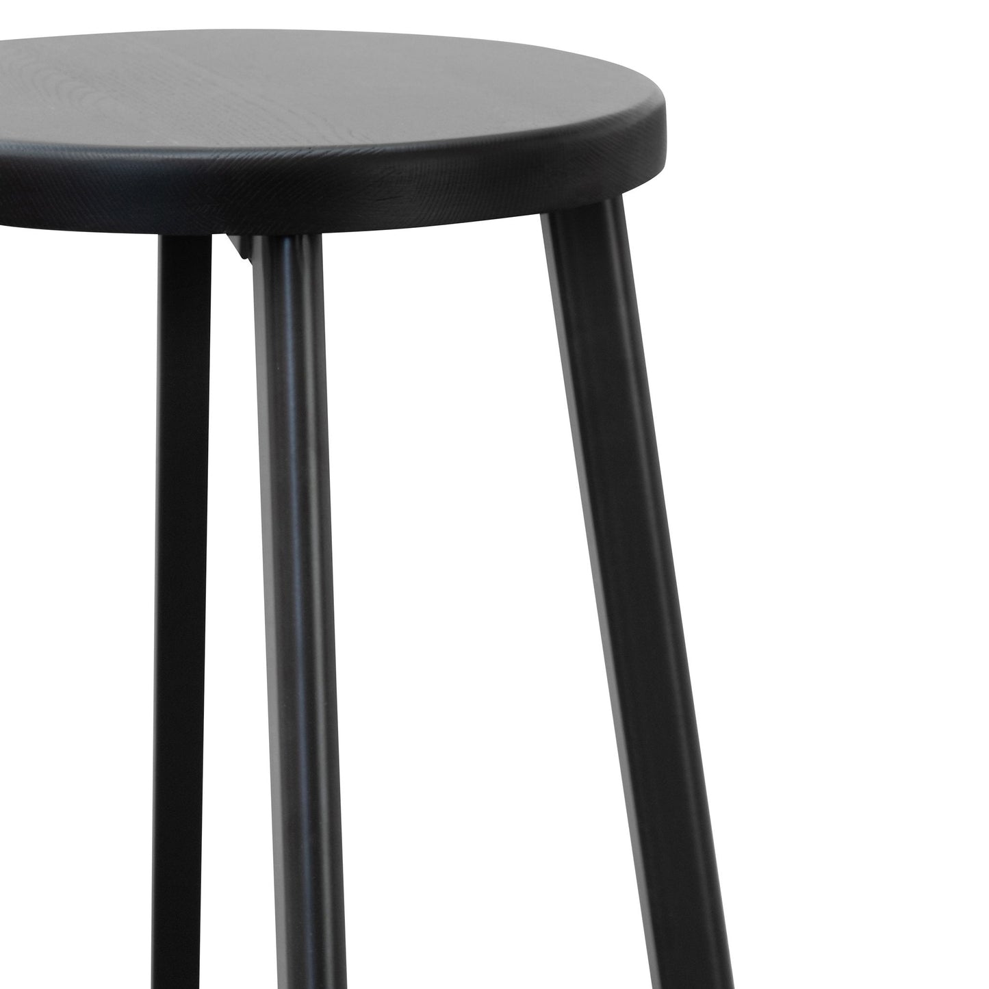 Set of 2 - James 46cm Wooden Seat Low Stool - Full Black