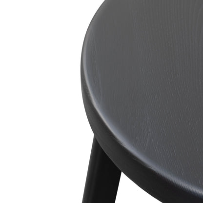 Set of 2 - James 46cm Wooden Seat Low Stool - Full Black