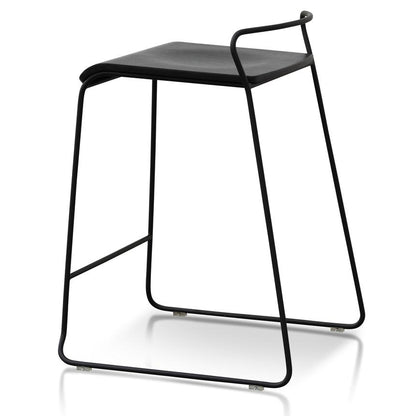 65cm Wooden Seat Bar Stool - Black