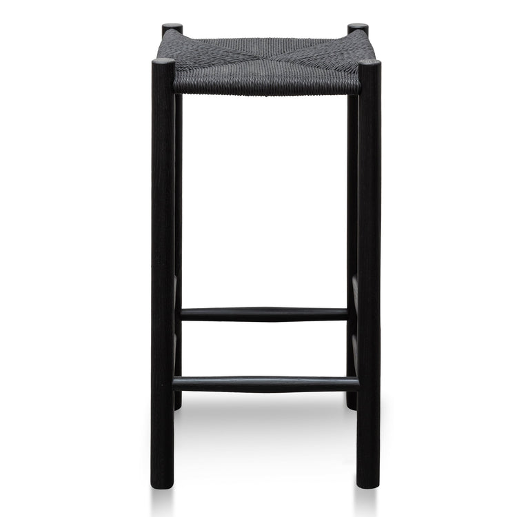 Erika 65cm Oak Bar Stool – Black – view 2
