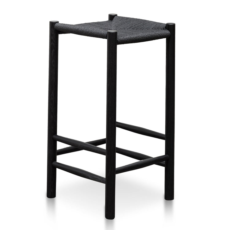 Erika 65cm Oak Bar Stool – Black – view 3
