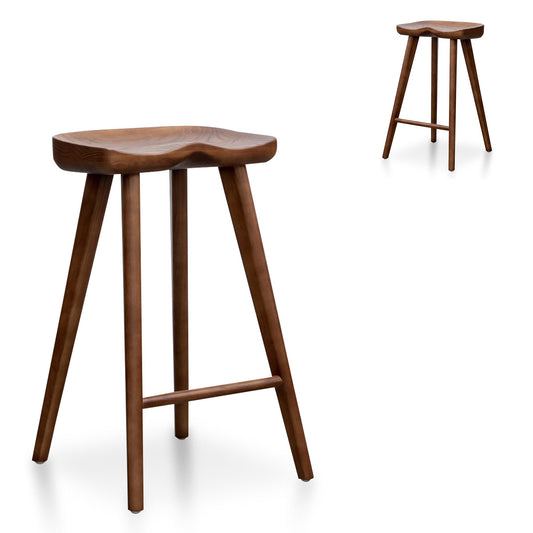 Set of 2 - Bethan 65cm Wooden Bar stool - Walnut