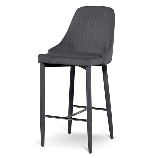 Ex Display - Arlen 65cm Bar Stool - Grey Velvet