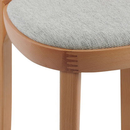 Ex Display - Josue 65cm Fabric Bar Stool - Natural with Silver Grey Seat