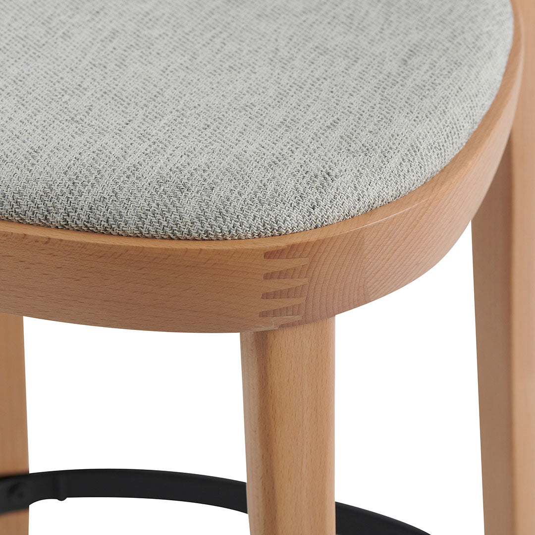 Ex Display - Josue 65cm Fabric Bar Stool - Natural with Silver Grey Seat