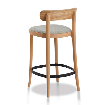 Ex Display - Josue 65cm Fabric Bar Stool - Natural with Silver Grey Seat