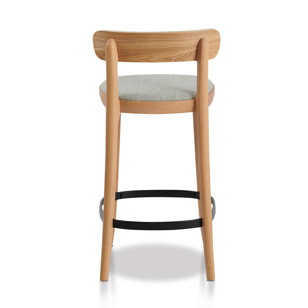 Ex Display - Josue 65cm Fabric Bar Stool - Natural with Silver Grey Seat