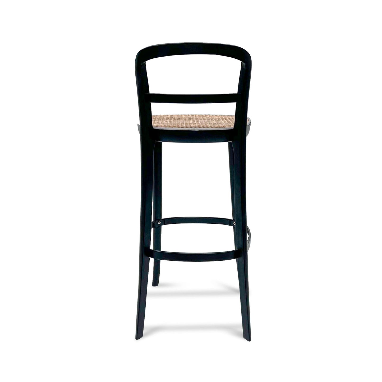 Ex Display - Ryan Rattan Bar Stool - Black with Natural Seat