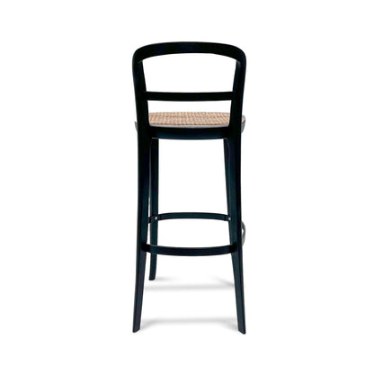 Ex Display - Ryan Rattan Bar Stool - Black with Natural Seat