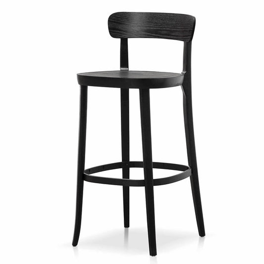 Ex Display - Josue 75cm Wooden Bar Stool - Full Black