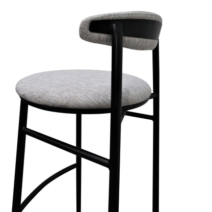 Set of 2 - Oneal 65cm Fabric Bar Stool - Silver Grey and Black Legs