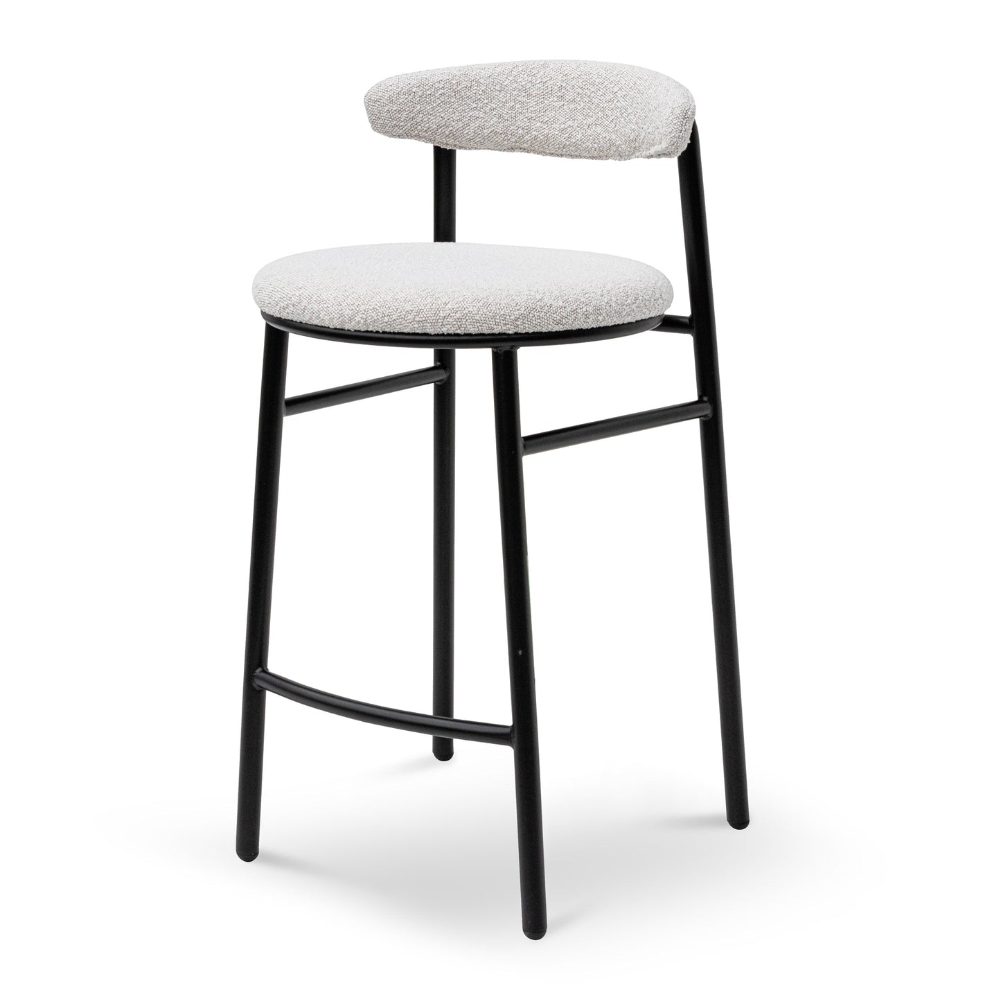 Set of 2 - Oneal 65cm Bar Stool - Moon White Boucle and Black Legs