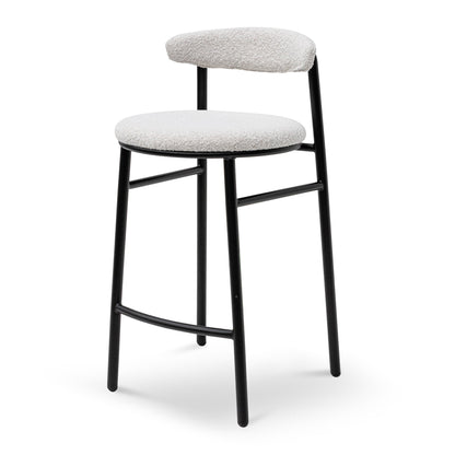 Set of 2 - Oneal 65cm Bar Stool - Moon White Boucle and Black Legs