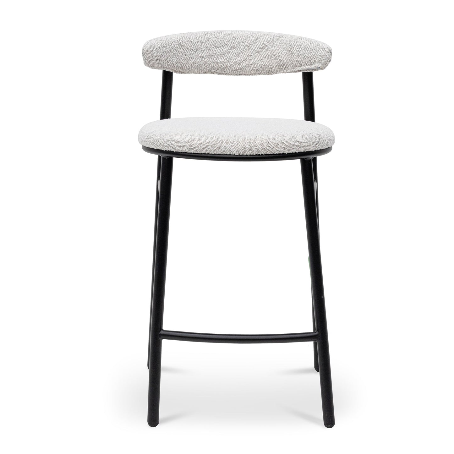 Set of 2 - Oneal 65cm Bar Stool - Moon White Boucle and Black Legs