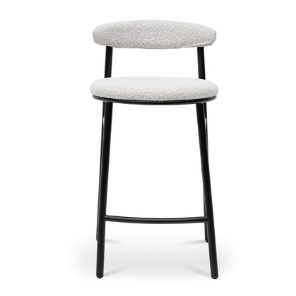 Set of 2 - Oneal 65cm Bar Stool - Moon White Boucle and Black Legs