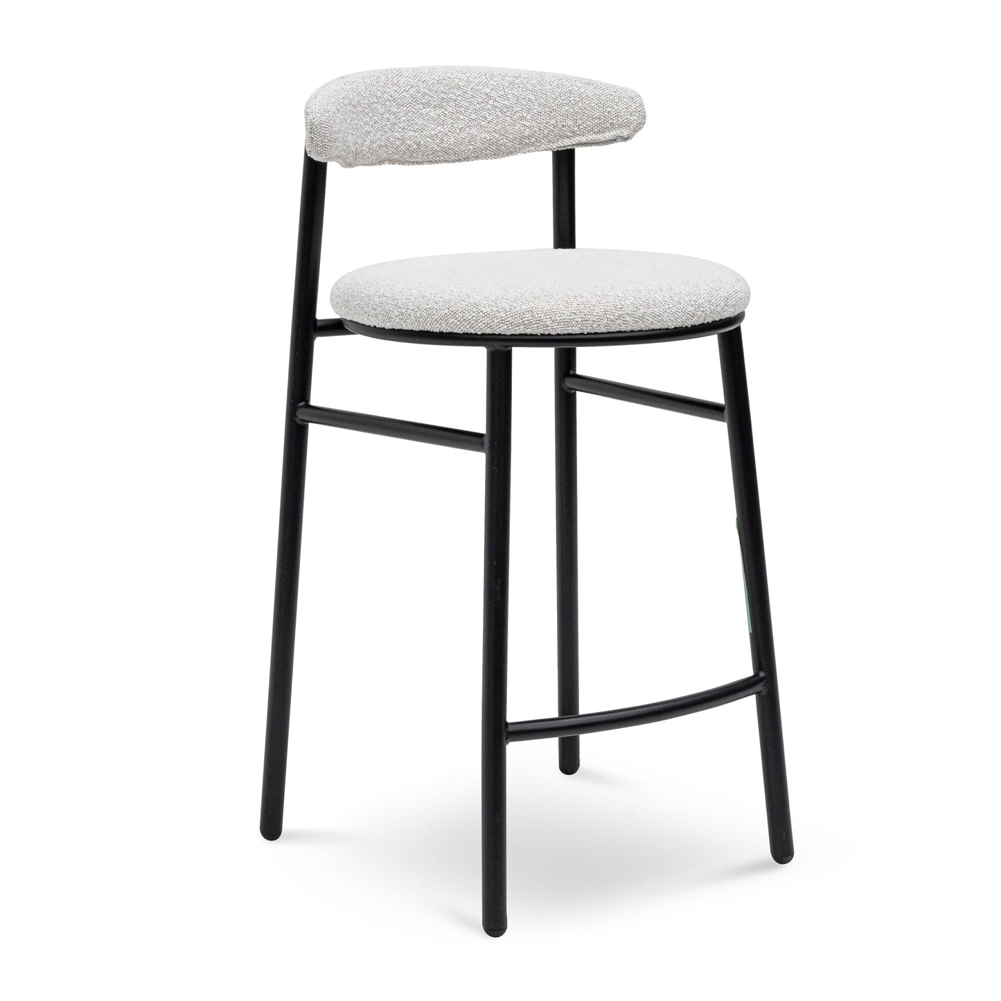 Set of 2 - Oneal 65cm Bar Stool - Moon White Boucle and Black Legs