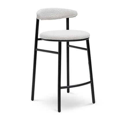Set of 2 - Oneal 65cm Bar Stool - Moon White Boucle and Black Legs
