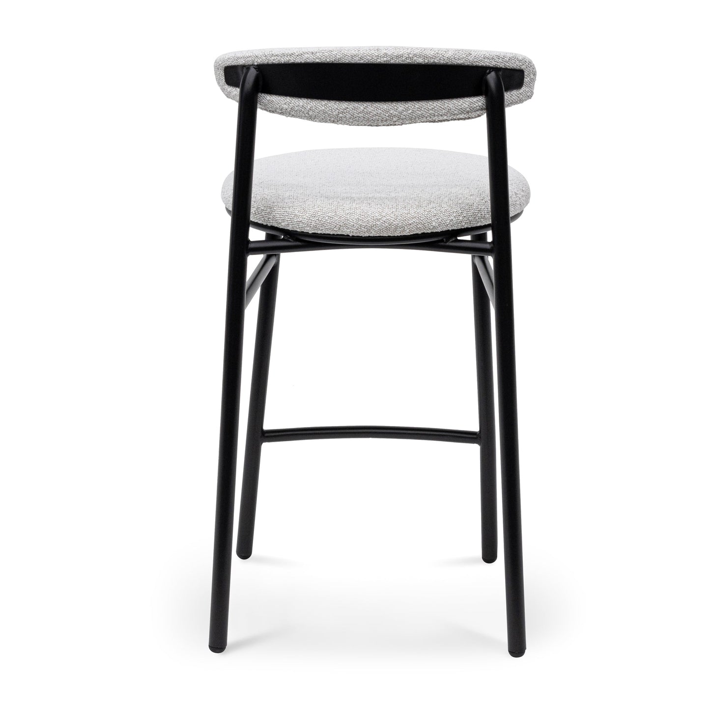 Set of 2 - Oneal 65cm Bar Stool - Moon White Boucle and Black Legs