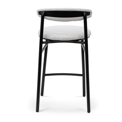 Set of 2 - Oneal 65cm Bar Stool - Moon White Boucle and Black Legs