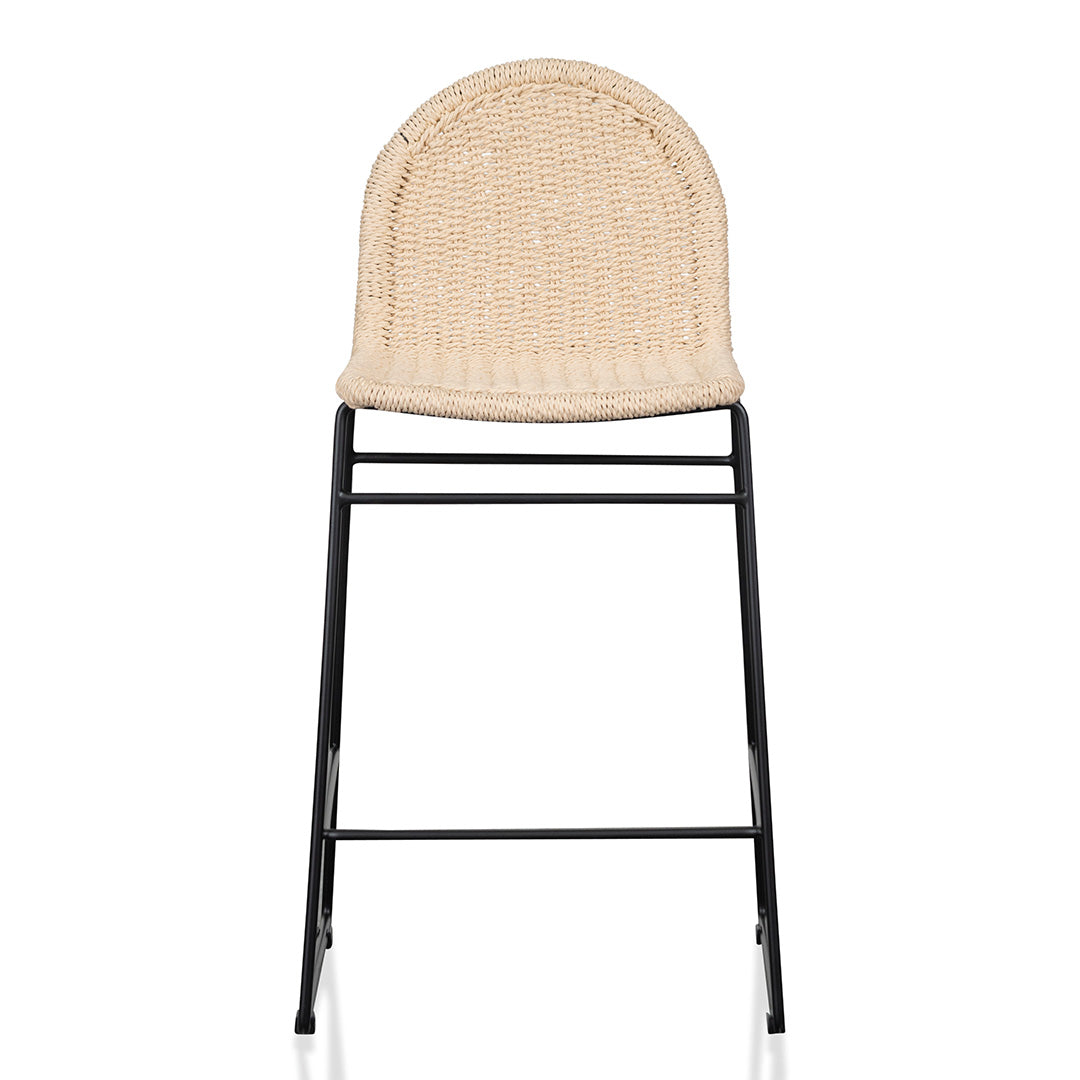 Set of 2 - Kelton 65cm Rattan Barstool - Natural Seat