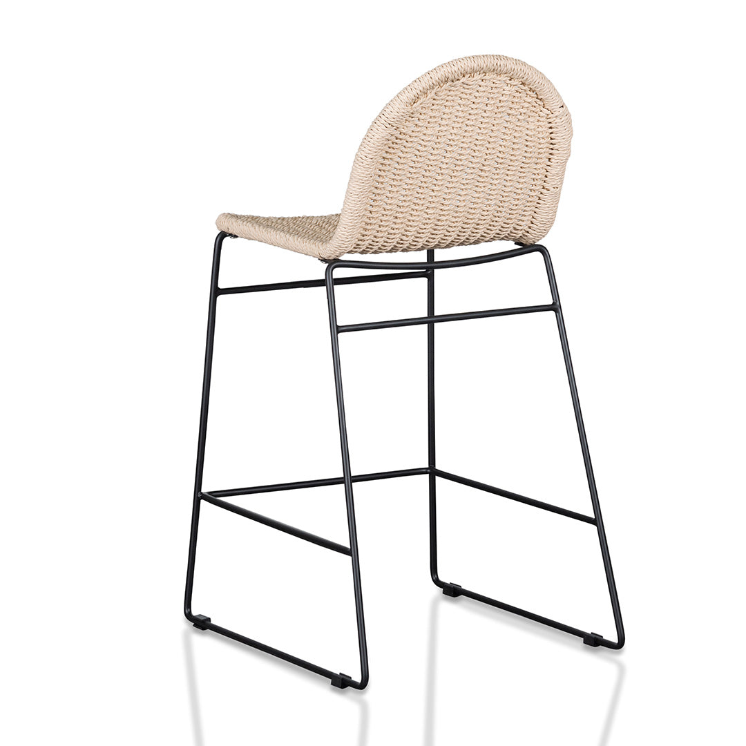 Set of 2 - Kelton 65cm Rattan Barstool - Natural Seat