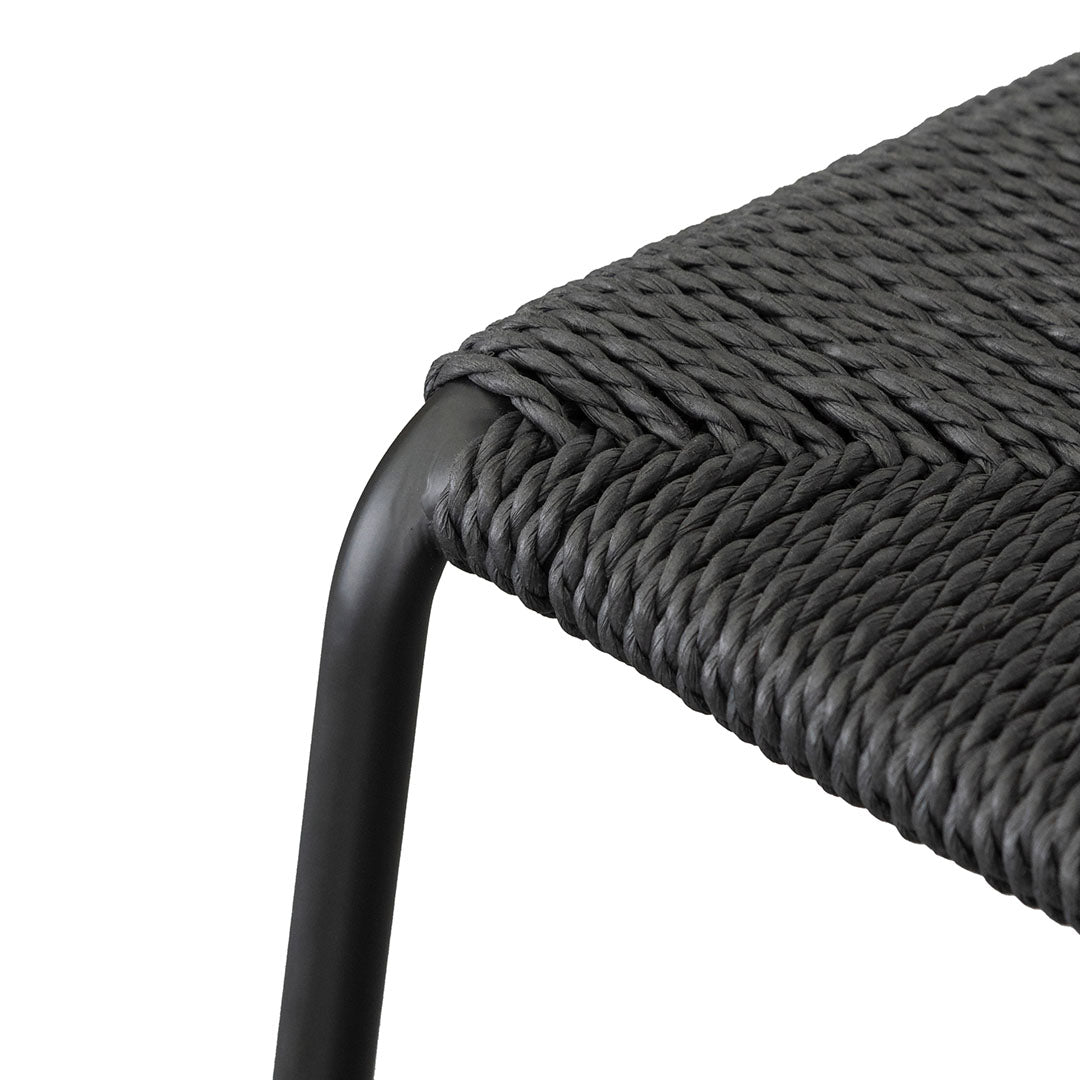 Set of 2 - Carrillo 65cm Rattan Barstool - Full Black