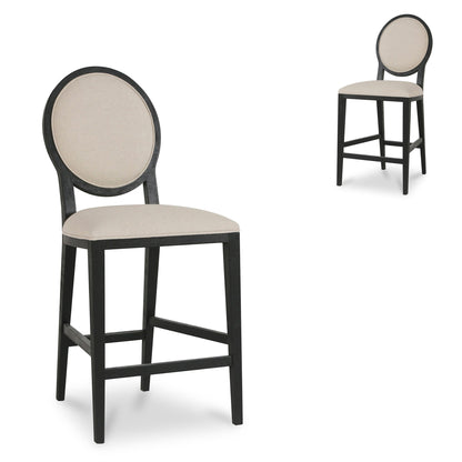 Set of 2 - Lula 65cm Black Frame Bar Stool - Light Beige