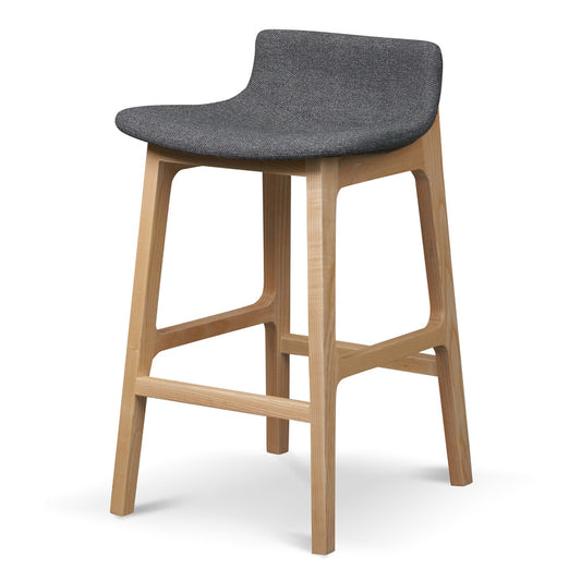 65cm Grey Bar Stool - Natural Legs