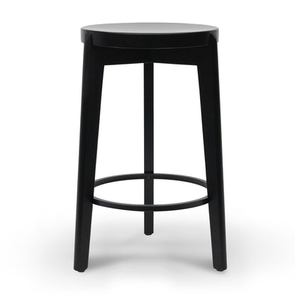Keenan 65cm Solid wood Bar Stool - Full Black - Last One