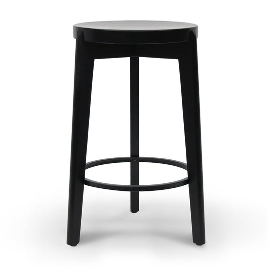 Keenan 65cm Solid wood Bar Stool - Full Black - Last One