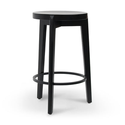 Keenan 65cm Solid wood Bar Stool - Full Black - Last One