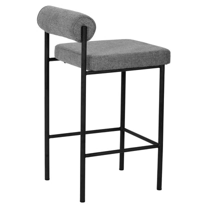65cm Fabric Bar Stool - Grey (Set of 2)