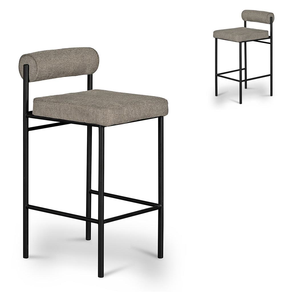 Set of 2 - Shaffer 65cm Fabric Bar Stool - Grey