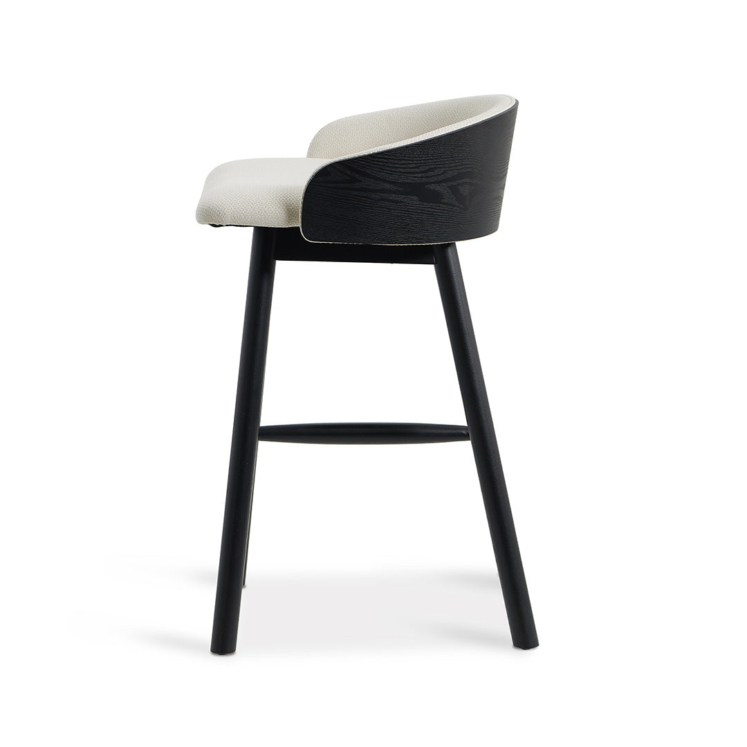 Nicholas 65cm Black Bar Stool - Beige
