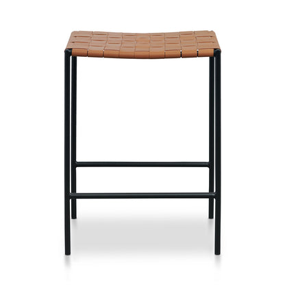 Set of 2 - Anika Black Frame Bar stool - Tan