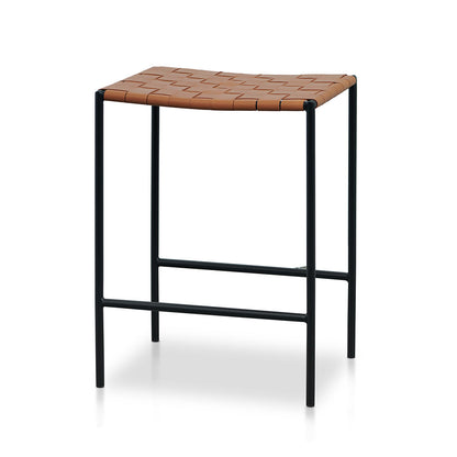 Set of 2 - Anika Black Frame Bar stool - Tan