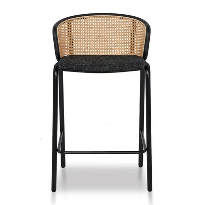 Set of 2 - Florine 65cm Fabric Bar Stool - Black Legs