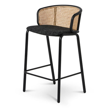 Set of 2 - Florine 65cm Fabric Bar Stool - Black Legs